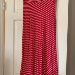 Women’s INC Red/White Striped Maxi Skirt